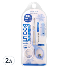 Lumina 露蜜 雙色柄安全剪2入, 安全圓頭設計，避免刮傷皮膚，附安全保護蓋，方便攜帶, 白色/藍色, 2支