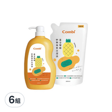 Combi 康貝 黃金雙酵 奶瓶蔬果洗潔液，泡沫細緻 好沖好洗, 1.8L, 6組