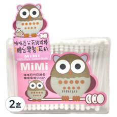 MiMi 咪咪純棉螺旋棉棒200支2盒組，100%純棉材質，螺旋紋設計，獨立包裝，衛生乾淨, 200支, 2盒