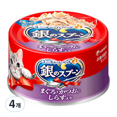 유니참긴노스푼 고양이 간식캔, 혼합맛(참치/가다랑어/멸치맛), 70g, 4개