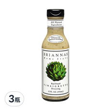 BRIANNAS 無糖油醋醬, 法式油醋醬, 355ml, 3瓶