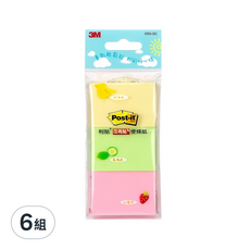 3M Post-it 利貼 便條紙 3本入, 黃色 + 綠色 + 粉色, 100張, 6組