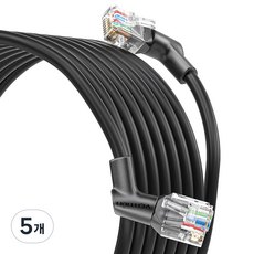 벤션 360도 회전 꺽임형 CAT6A OFC 코어 초고속 기가 랜선, 블랙, 5개, 0.5m