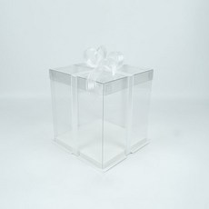 천운패키지 케이크 상자 2단 1호 + 리본 세트, 투명, 1개 투명, 1세트