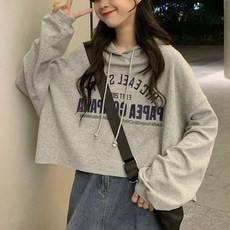PEONIST 寬鬆半短簡約連帽衫