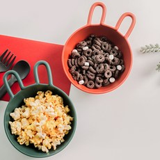 Nineware 兔子造型麥片碗, 塑膠碗 紅色+綠色 140x180x55 毫米 Set 2件, 紅色 + 綠色, 1組