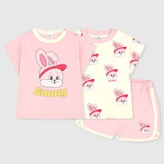 밀크베이비 여아용 바니버니 상의 2p + 하의 세트 크베이비 여아용 바니버니 상의 2p + 하의 세트