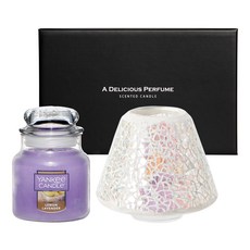 Yankee Candle 小罐香薰蠟燭+馬賽克 Jashade 禮品套組, 閃爍, 檸檬薰衣草