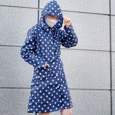 메디위 여성용 작은 물방울 롱코트 우비