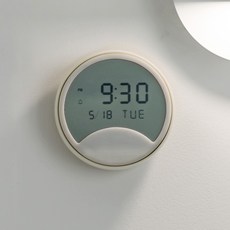 플라이토 하프문 디지털 욕실 흡착 방수시계, 화이트