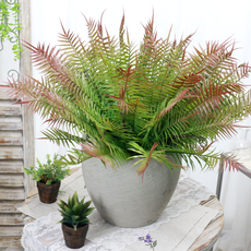 다우에프앤지 조화 고사리 부쉬 55cm 5p, 레드 그린