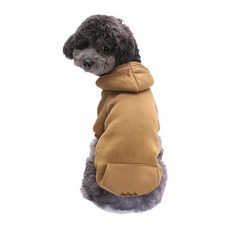 DING DONG PET 寵物平口袋刷絨連帽衛衣, 棕色的