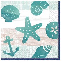 SUPER PARTY 派對城 Under The Sea 午餐餐巾紙 16入，尺寸: 6in x 6in (17公分 x 17公分), 夏日航海, 1包, 16張