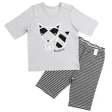 Maykids 童款狐狸印花七分袖上衣+橫條紋七分褲家居服套裝