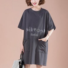 마더브띠 여성용 주머니가 있는 캐주얼 반팔 원피스