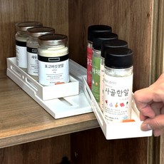 이브리영 무타공 슬라이딩 선반 회전 트레이 냉장고 주방 서랍 정리대 1단, 화이트, 1개
