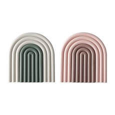 톤온톤 배색 무지개 소품 얇은 라인 냄비매트 2종 세트, 그린, 핑크, 1세트