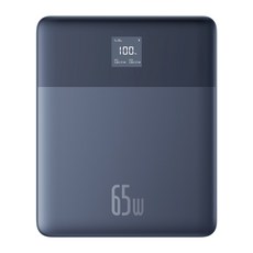 베이스어스 블레이드2 초고속충전 보조배터리 12000mAh 65W + C타입-C타입 베이스어스 미니 초고속 충전 케이블 50cm 세트 PBLD2-65 마리아나 블루(보조배터리) 블랙(케이블) 상품 이미지