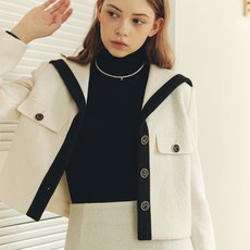 제로스트릿 여성용 멜로우 세일러 부클 울 자켓