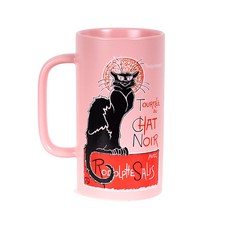 클라보 툴루즈 로트렉 검은 고양이 아이스커피용 롱 머그컵 500ml, 핑크, 1개