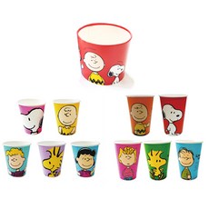 스누피 컬러 종이컵 390ml 50p + 270ml 50p + 에어 컵홀더 레드 20p 세트, 1세트