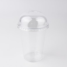 투고팩 PET 아이스컵 + 무타공 돔뚜껑 세트, 50개, 1개, 300ml