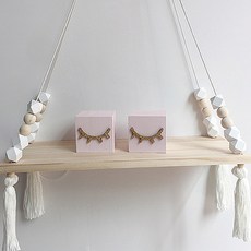 마카롱 나무 벽걸이 스토리지 벽선반, 화이트비즈