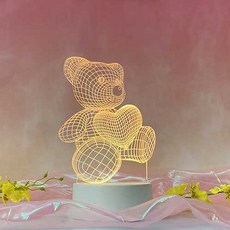 아크릴 스탠드 LED 아이디어 3D 취침등 3LED, 테디베어