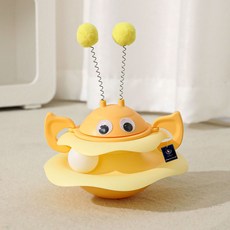 DING DONG PET 貓咪蜜蜂軌道球玩具 1層, 黃色, 1個