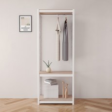 홈던트 하우스 시스템 드레스룸 3단 1행거 800 x 600 x 2100 mm 화이트