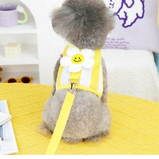 코코스튜디오 반려동물 코코 스마일 플라워 목줄 하네스, 옐로우, 1개 옐로우, 1개