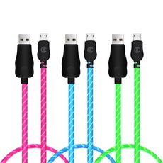 디씨네트워크 LED 5핀 고속충전 케이블 3종 세트, 혼합색상, 2m, 1개