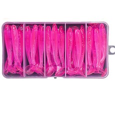 스카이로켓 벌크형 루어 웜 50p + 박스 세트 7.5cm, 핑크, 2.5g