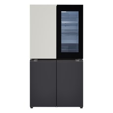 LG전자 디오스 오브제컬렉션 노크온 4도어 냉장고 T873MGB312 870L 방문설치, 그레이(상), 블랙(하)