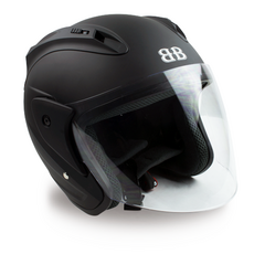 BANCY 오픈페이스 오토바이 헬멧 투명실드 Y-1, XL, 무광블랙