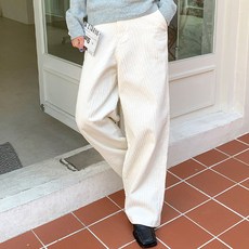 슈가펀 여성용 바비덴 뒷밴딩 골덴 와이드 롱 팬츠