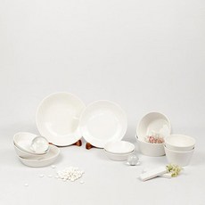 Pavlovs簡約2人飯菜餐具組 13入, 1組, 白色, 空氣2p+大碗2p+小碗2p+中碗2p+大碗+小盤+中盤+湯匙托2p