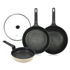 키친아트 국산 모던베이지 IH 프리미엄 쿡웨어 4종 세트, 베이지, 궁중팬 28cm + 프라이팬 28cm + 유리뚜껑 28cm + 에그팬 16cm, 1세트