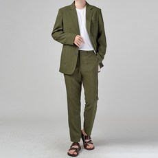 하이후 남성용 린넨 데일리 캐주얼 아웃포켓 쓰리버튼 정장세트 HU3004