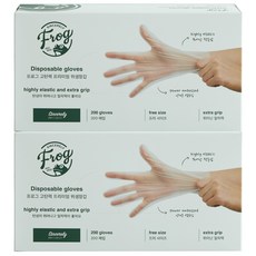 프로그 고탄력 프리미엄 위생장갑 200매, 2개