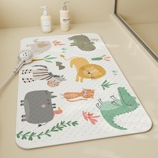 데이소이 말랑말랑 디자인 흡착 욕실 욕조 매트 70 x 40 cm, 09 얼룩말과 동물들, 1개