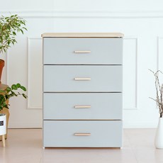 보노하우스 모나코 우드상판 서랍장 4단, 그레이