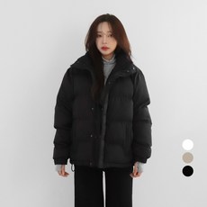 코튼클로젯 여성용 빅사이즈 오버핏 하이넥 웰론 푸퍼 숏패딩