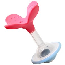 DoubleHeart 貝親 Munch teether 咬咬固齒器 桃花紅色 幸運草固齒器，3個月以上適用, Peach Clover, 1個