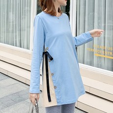 히든 단추 절개 임부복 미니멀 산모 원피스