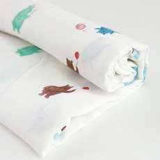COTTONVILL Bio-washing 雙層棉紗布料 快樂小熊款 152x360 公分, 152*360cm, 彩色小熊款, 1個