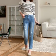 비버리힐스폴로클럽 여성용 루토시 인밴딩 일자 데님 팬츠 C10P6W