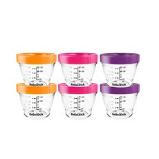 Bebelock Tritan材質副食品刻度密封罐，6入 (130ml, 180ml, 240ml), 橘色 + 粉色 + 紫色, 6個