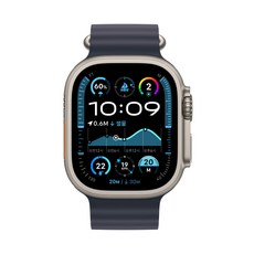 Apple 정품 2024 애플워치 Ultra 2 티타늄 오션 밴드, 49mm, GPS+Cellular, 내추럴 / 네이비, Regular