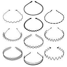 Tamsaa 男女適用 髮箍組 Set 10, 直徑約11 ~ 14cm, 黑色